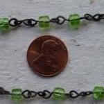 Handmade Green Crackle Bead Annealed Chain