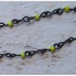 Handmade Lime Green Seed Bead Annealed Chain